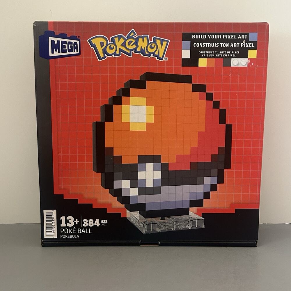 Mega Bloks Pokemon Classic Poke Ball Pixel Art 384 Piece Building Toy Set